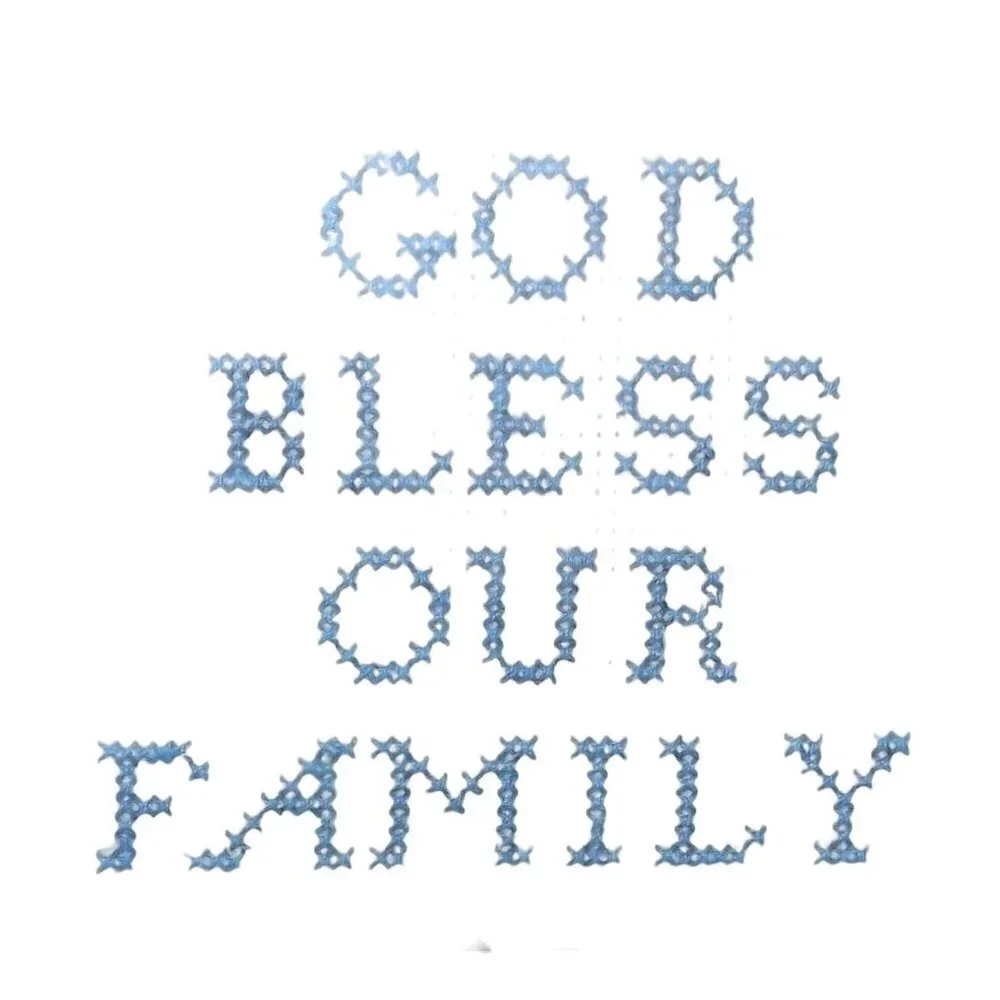 Vintage Framed Counted Cross Stitch Picture  God Bless Our Family  5 X 7